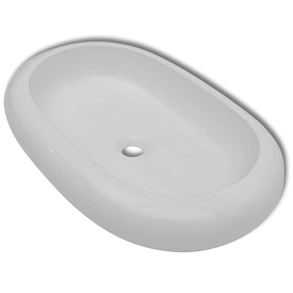 Ceramic Bathroom Sink Basin Oval White