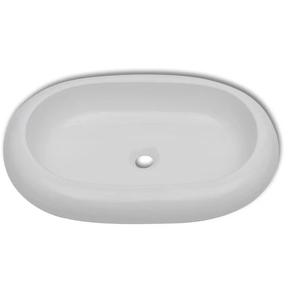 Ceramic Bathroom Sink Basin Oval White