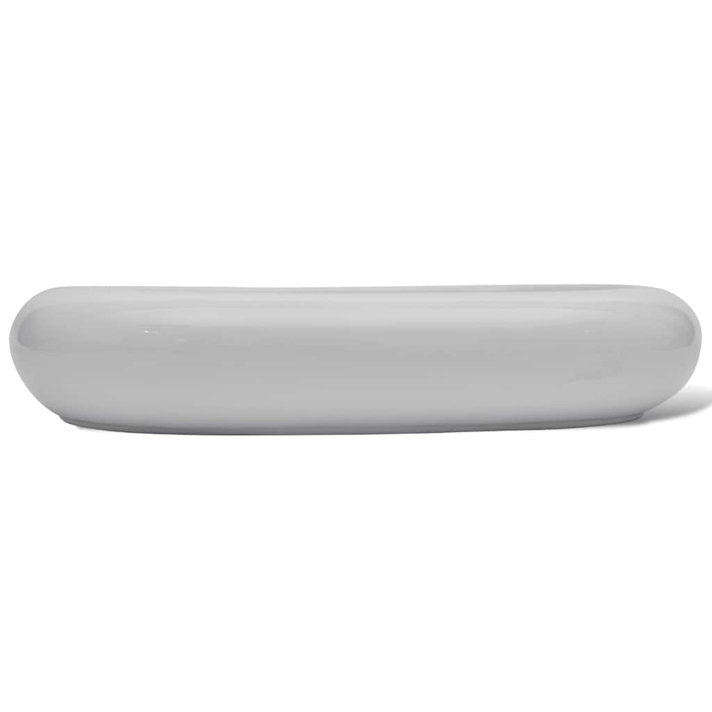 vidaXL Luxury Ceramic Basin Oval-shaped Sink White 63 x 42 cm 4