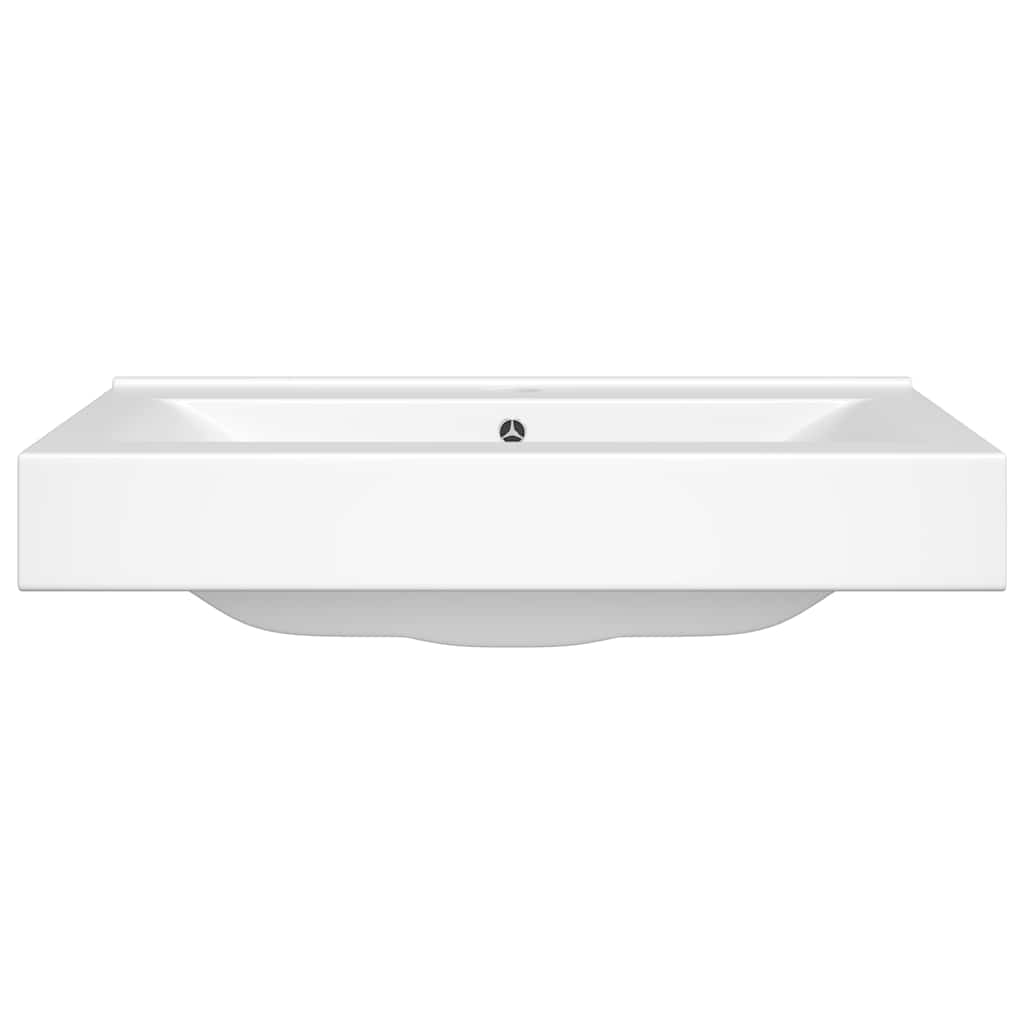 Rectangular Ceramic Basin Sink White with Faucet Hole 60x46 cm 3