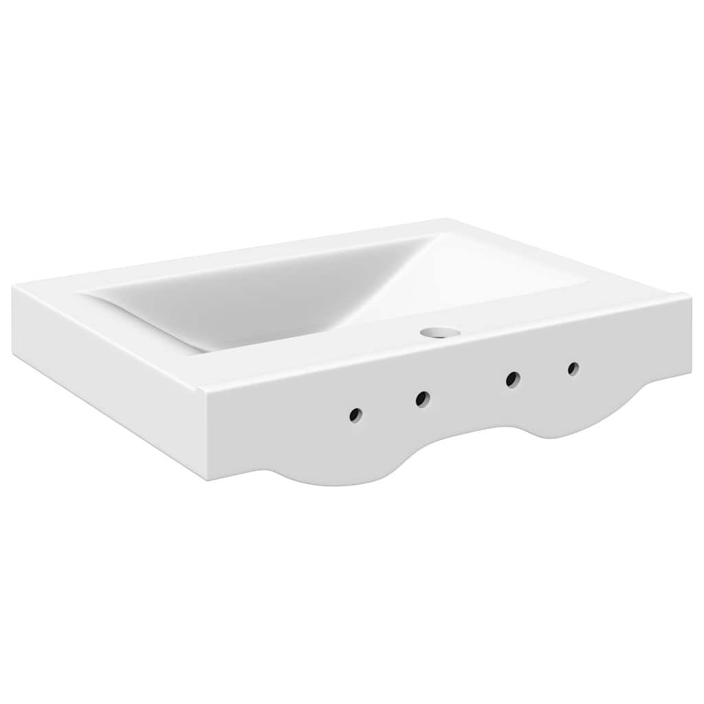 Rectangular Ceramic Basin Sink White with Faucet Hole 60x46 cm 6