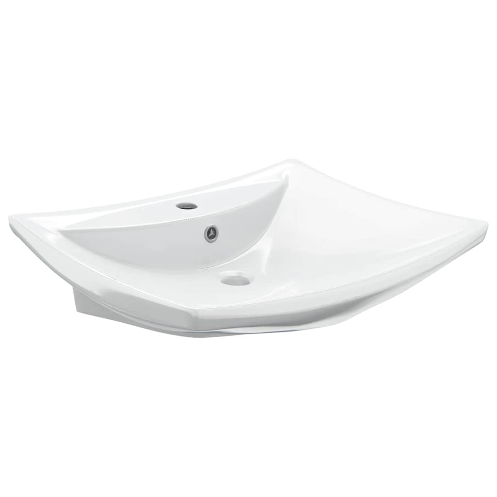 Luxury Ceramic Basin Rectangular with Overflow & Faucet Hole 2
