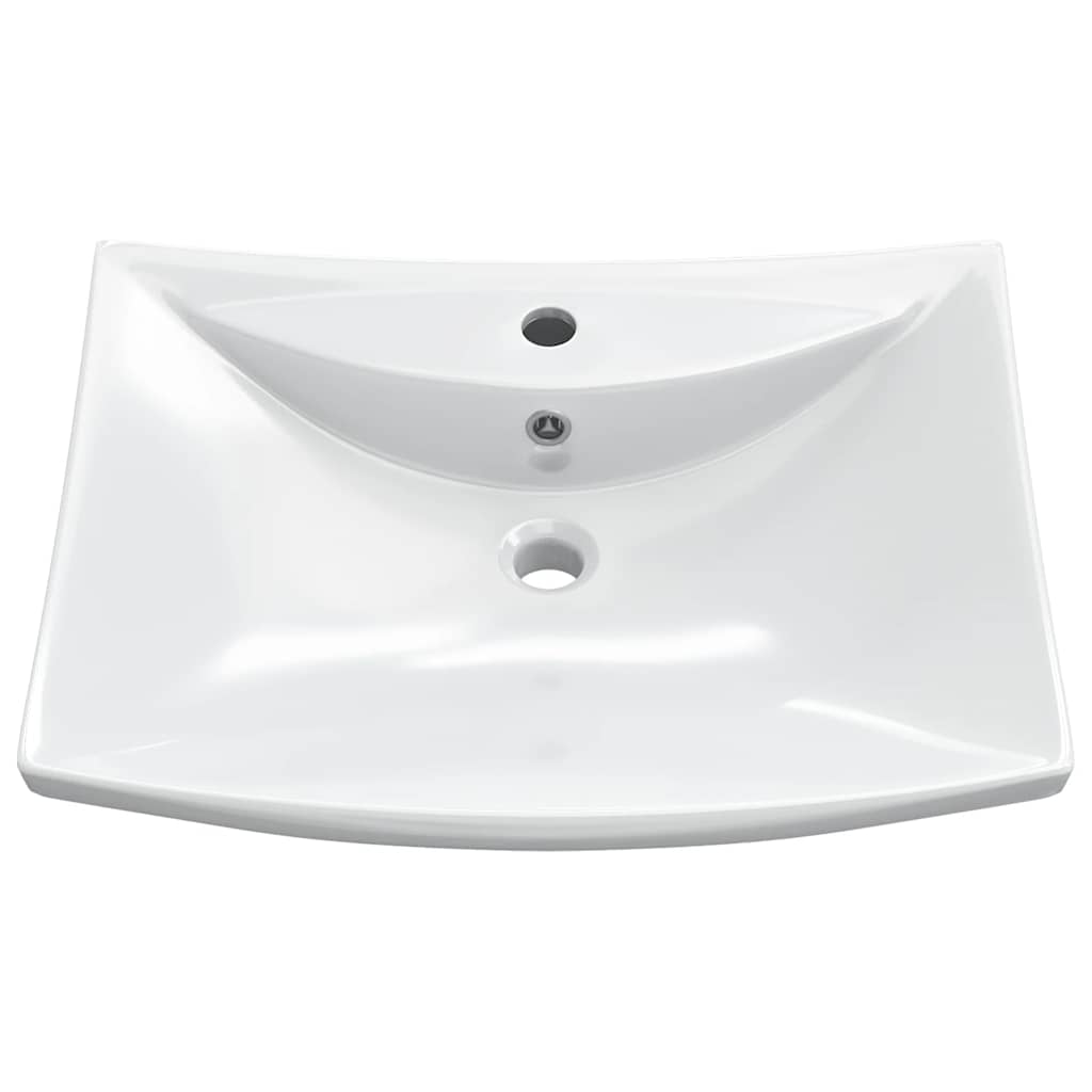 Luxury Ceramic Basin Rectangular with Overflow & Faucet Hole 4