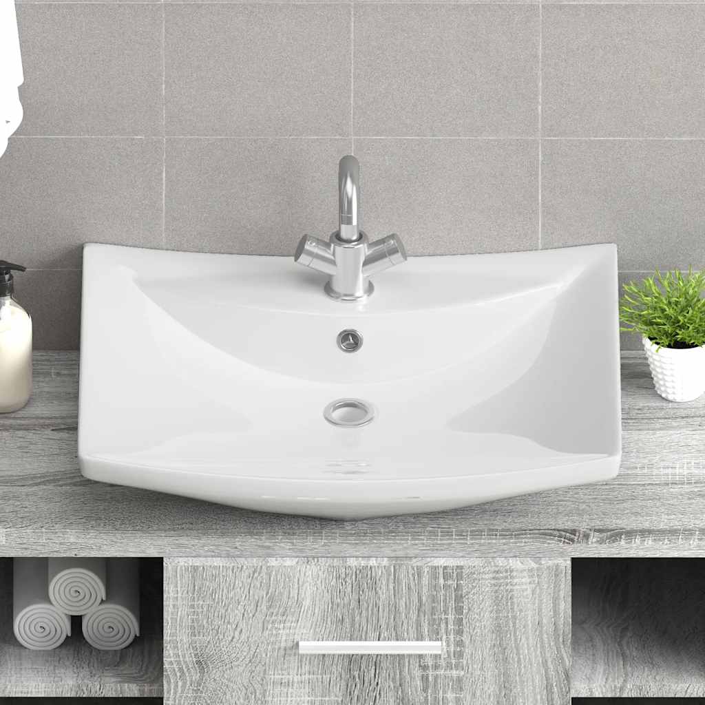 Luxury Ceramic Basin Rectangular with Overflow & Faucet Hole 3