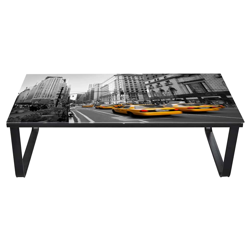 vidaXL Coffee Table | Black and printed | Iron and tempered glass | Small 3