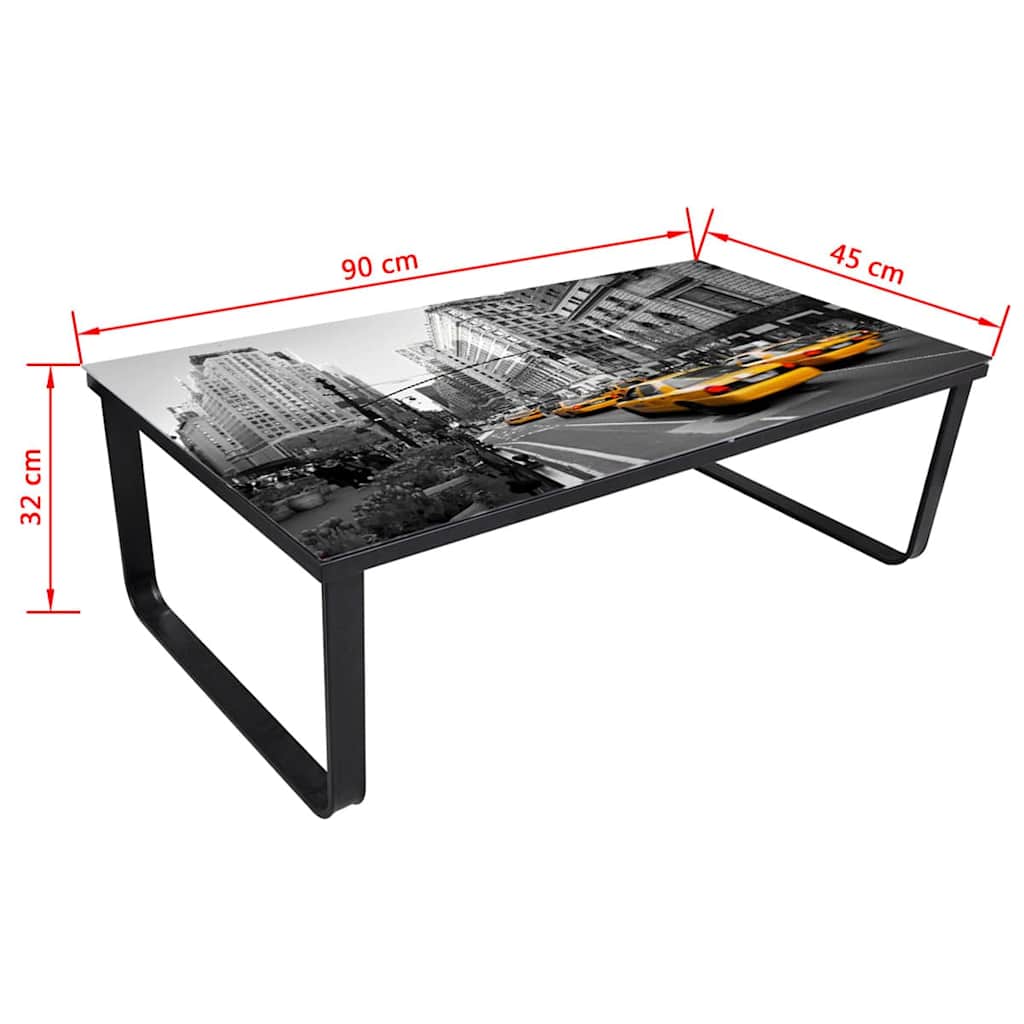 vidaXL Coffee Table | Black and printed | Iron and tempered glass | Small 5