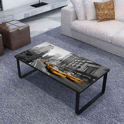 vidaXL Coffee Table | Black and printed | Iron and tempered glass | Small 1