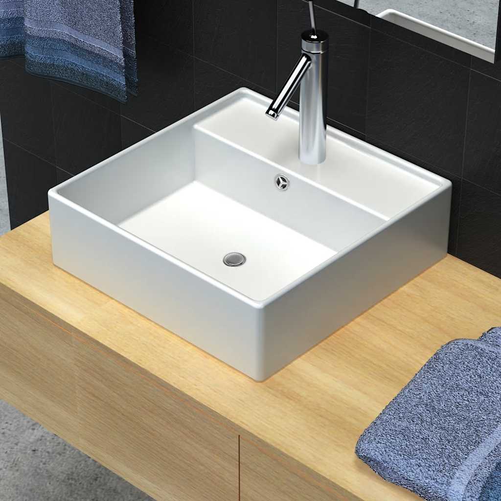 Luxury Basin Overflow Square Matt Pink 41x41 cm Ceramic White