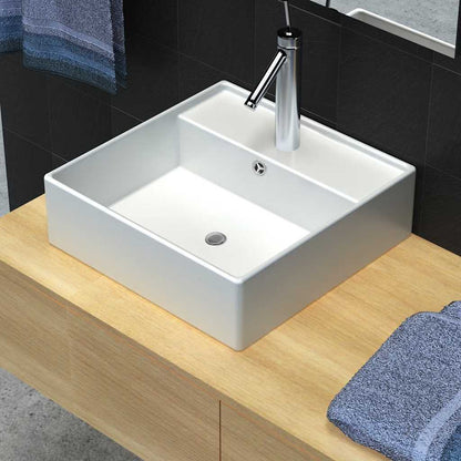 Luxury Basin Overflow Square Matt Pink 41x41 cm Ceramic White