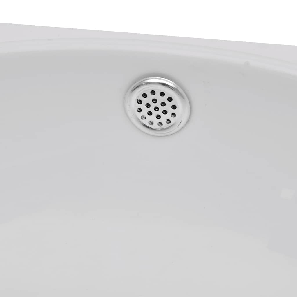 Ceramic Sink Basin Faucet & Overflow Hole Bathroom White 5