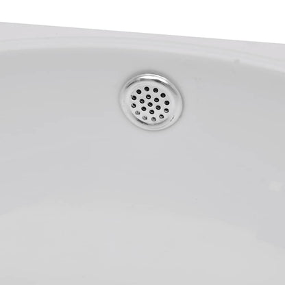 Ceramic Sink Basin Faucet & Overflow Hole Bathroom White 5