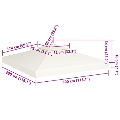 vidaXL Gazebo Cover Canopy Replacement 310 g / m² Cream White 3 x 3 m 6