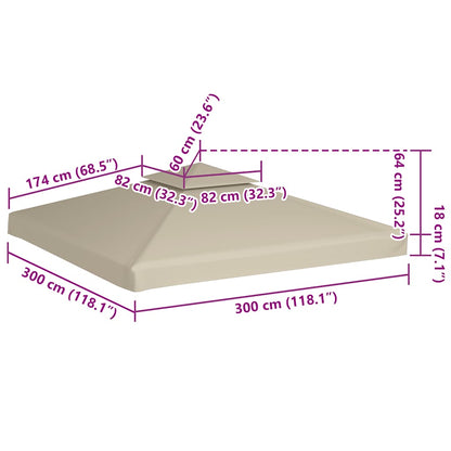 vidaXL Gazebo Cover Canopy Replacement 310 g / m² Beige 3 x 3 m 6