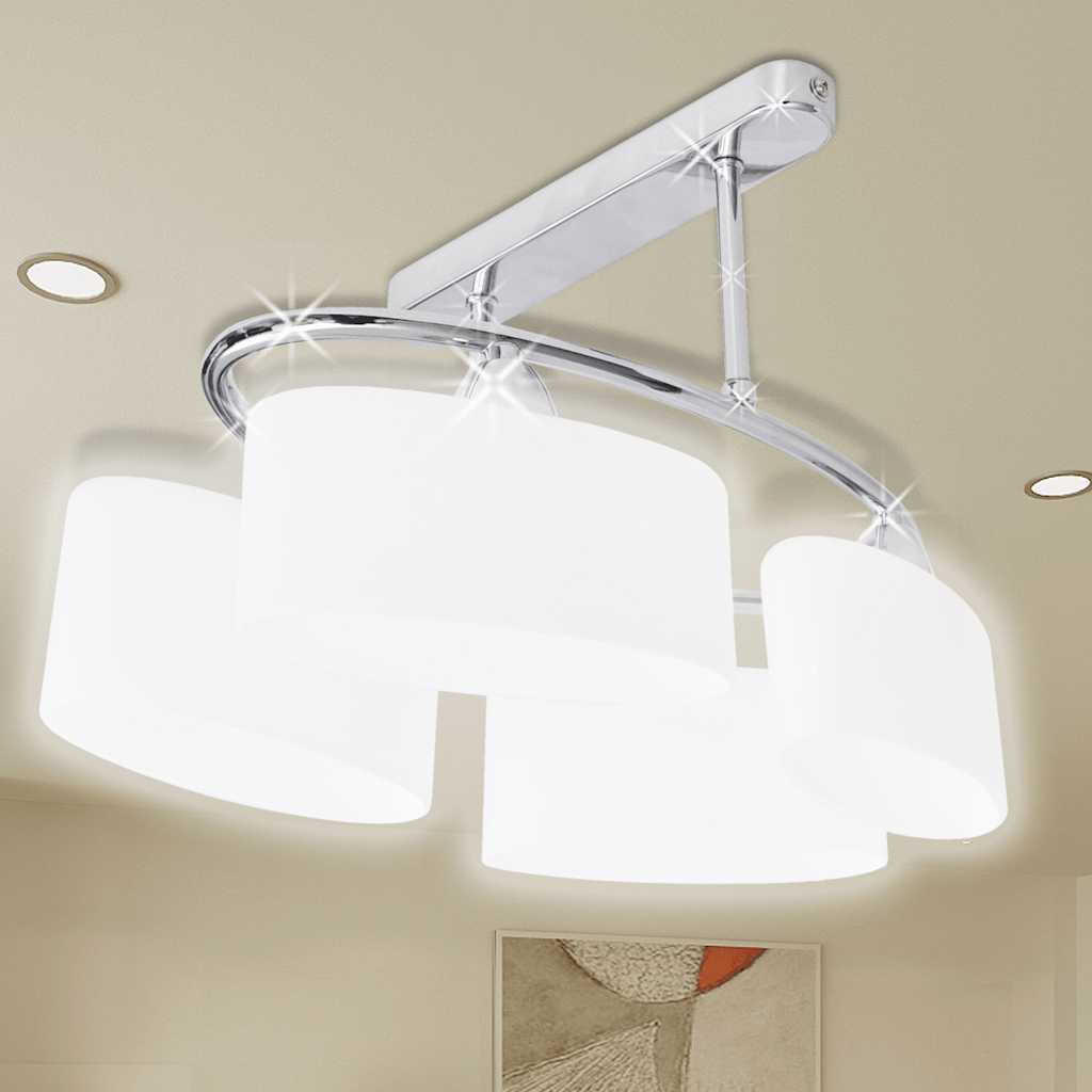 vidaXL Ceiling Lamp | Chrome and White | Metal frame, Glass shades | Medium 1