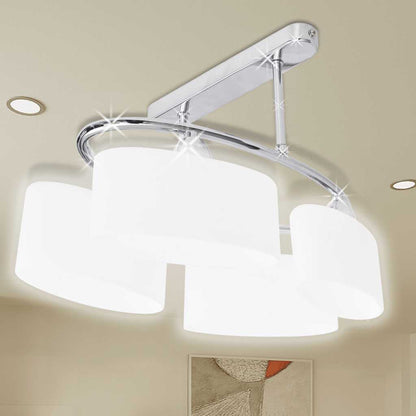 vidaXL Ceiling Lamp | Chrome and White | Metal frame, Glass shades | Medium 1