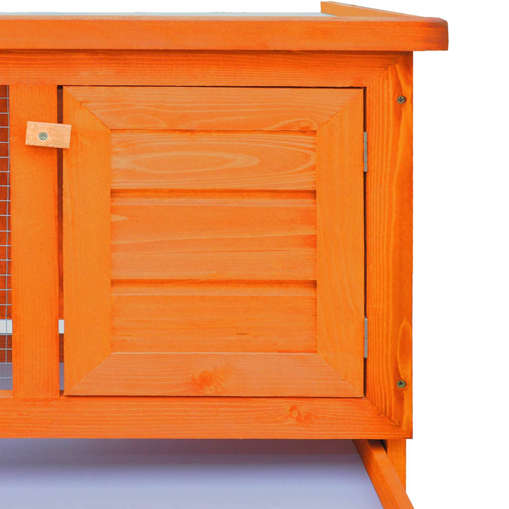 vidaXL Rabbit Hutch | Natural | Solid pine wood, plywood and iron | Large 4