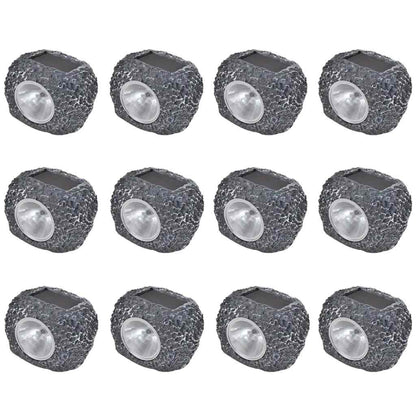 vidaXL Outdoor Solar Powered LED Spotlight Stone Shape 12 pcs 1