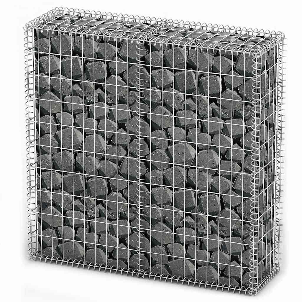 vidaXL Gabion Basket with Lids Galvanised Wire 100 x 100 x 30 cm 2