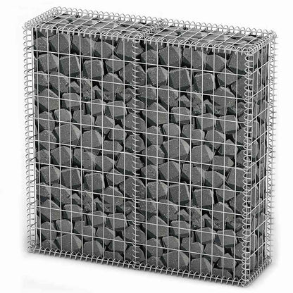 vidaXL Gabion Basket with Lids Galvanised Wire 100 x 100 x 30 cm 2