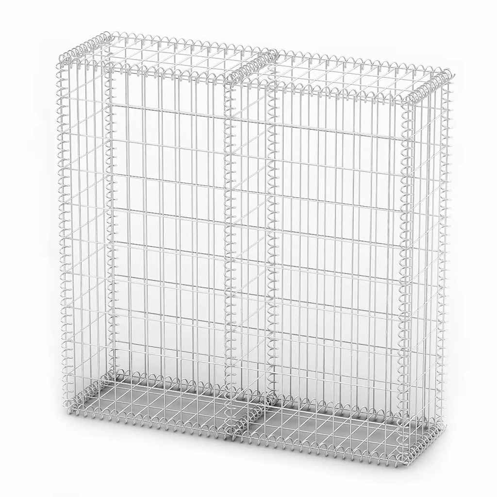 vidaXL Gabion Basket with Lids Galvanised Wire 100 x 100 x 30 cm 4