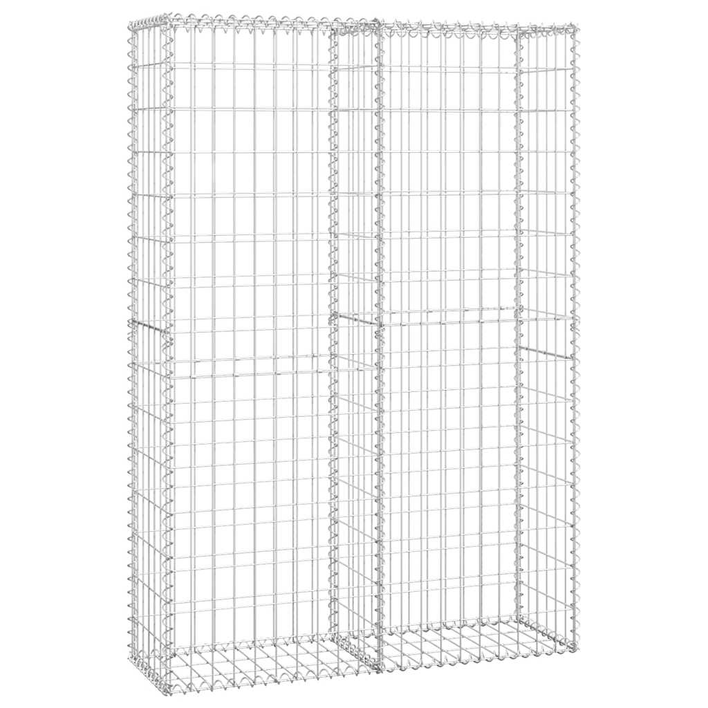 vidaXL Gabion Basket with Lids Galvanised Wire 150 x 100 x 30 cm 2