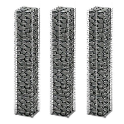 vidaXL Gabion Set 3 pcs Galvanised Wire 25 x 25 x 150 cm 1