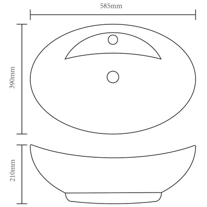 Luxury Ceramic Basin Oval with Overflow and Faucet Hole 6