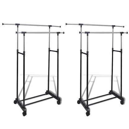 vidaXL Adjustable Clothes Racks 2 pcs 2 Hanging Rails 1