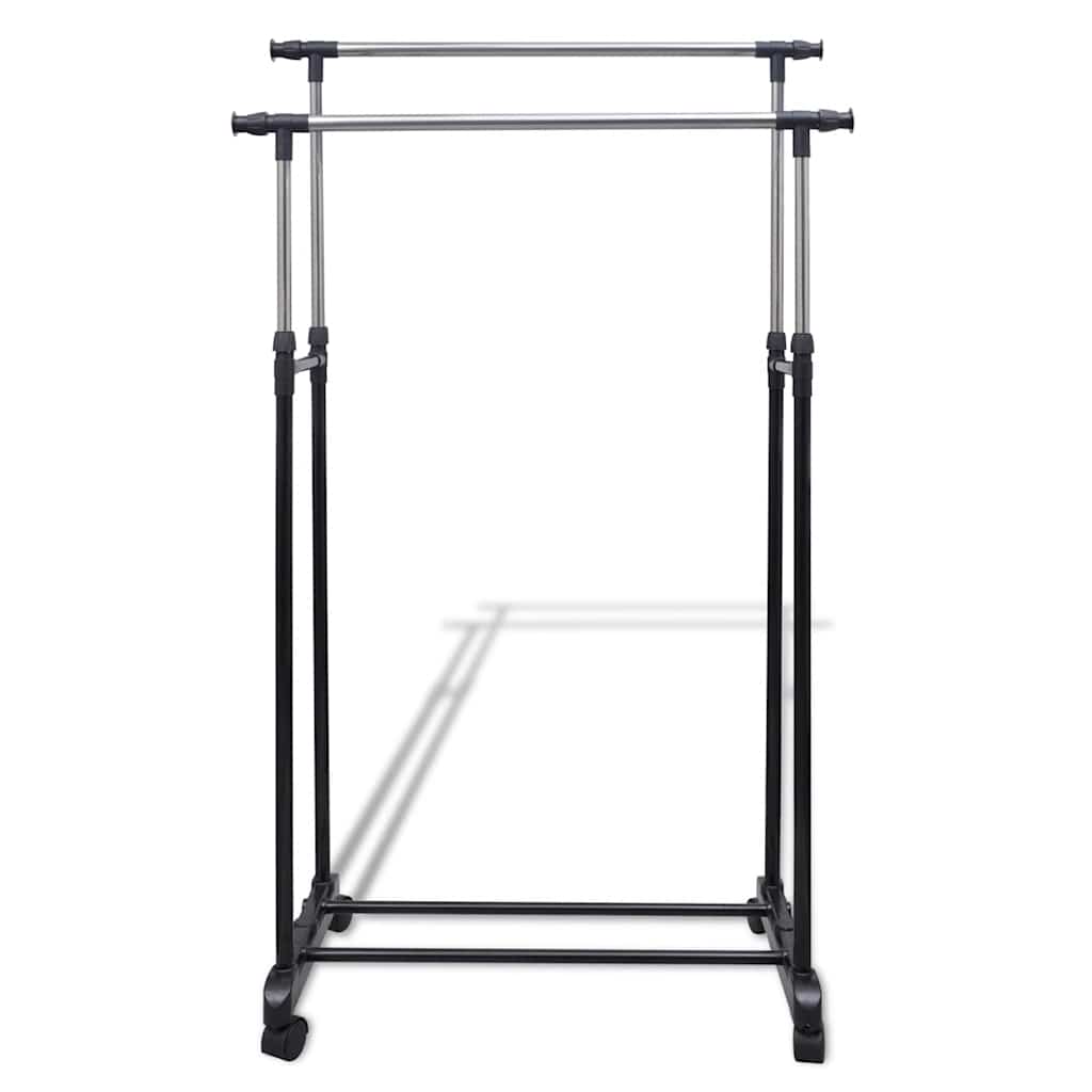 vidaXL Adjustable Clothes Racks 2 pcs 2 Hanging Rails 2