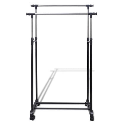 vidaXL Adjustable Clothes Racks 2 pcs 2 Hanging Rails 2