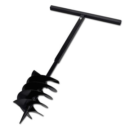 vidaXL Ground Drill with Handle Auger Bit 200 mm Three Spirals Steel Black 1