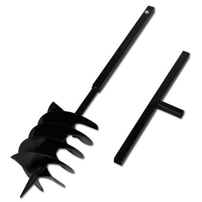 vidaXL Ground Drill with Handle Auger Bit 200 mm Three Spirals Steel Black 3
