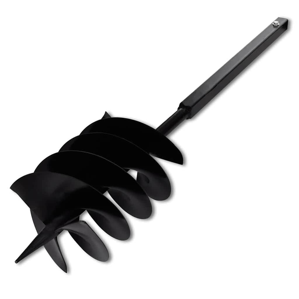 vidaXL Ground Drill with Handle Auger Bit 200 mm Three Spirals Steel Black 4