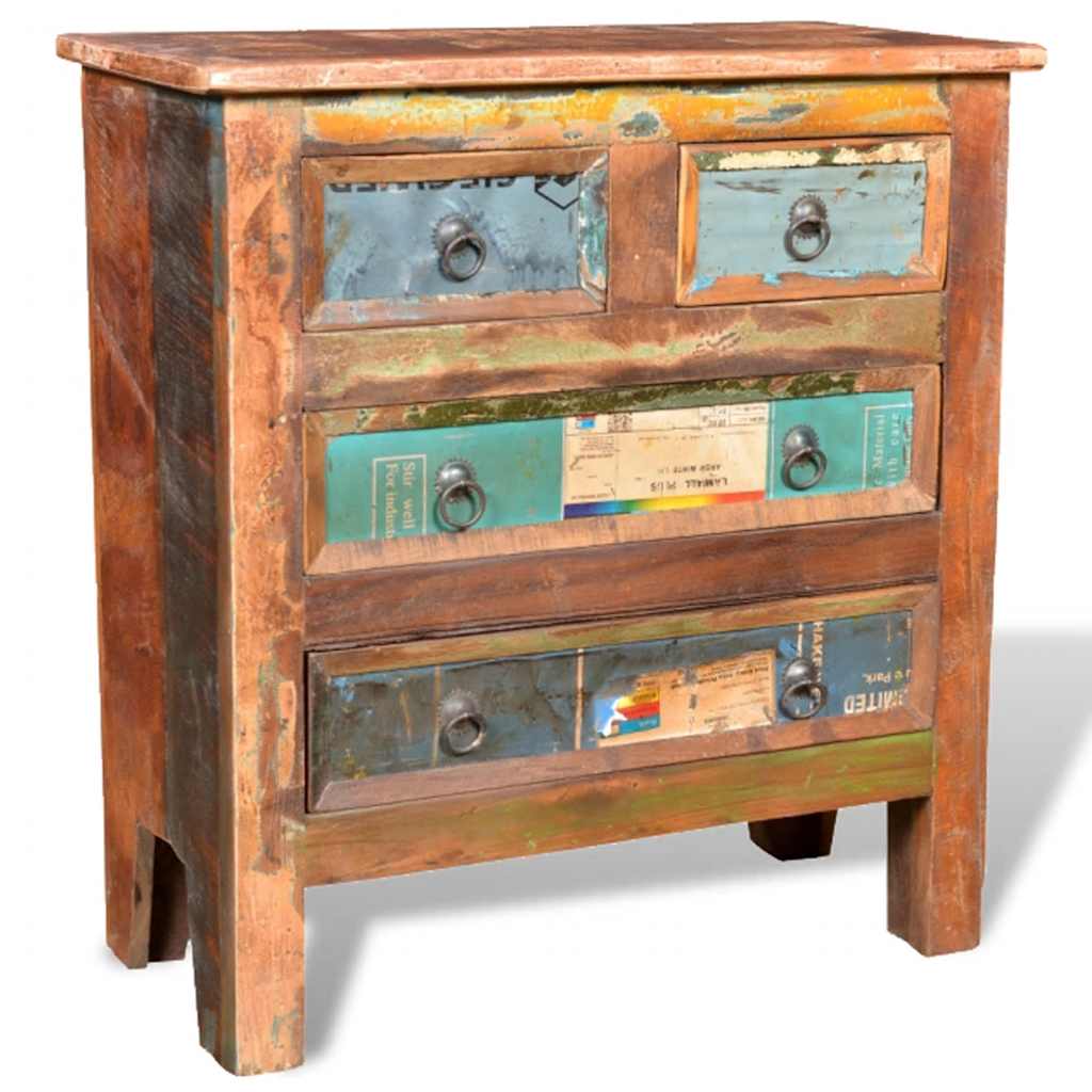 vidaXL Reclaimed Cabinet Solid Wood with 4 Drawers 1