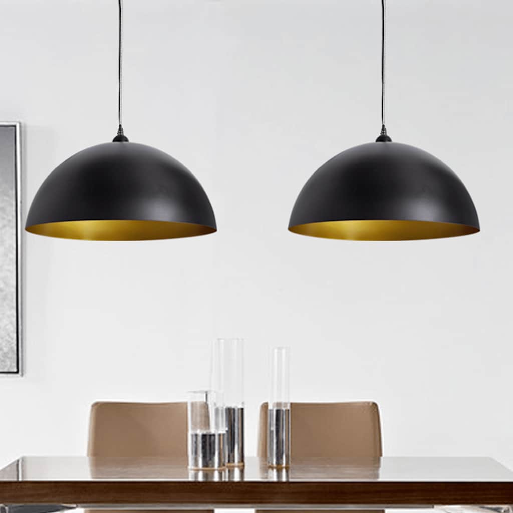 vidaXL Ceiling Lamp | Set of 2 | Black and Gold | Metal | Medium 1