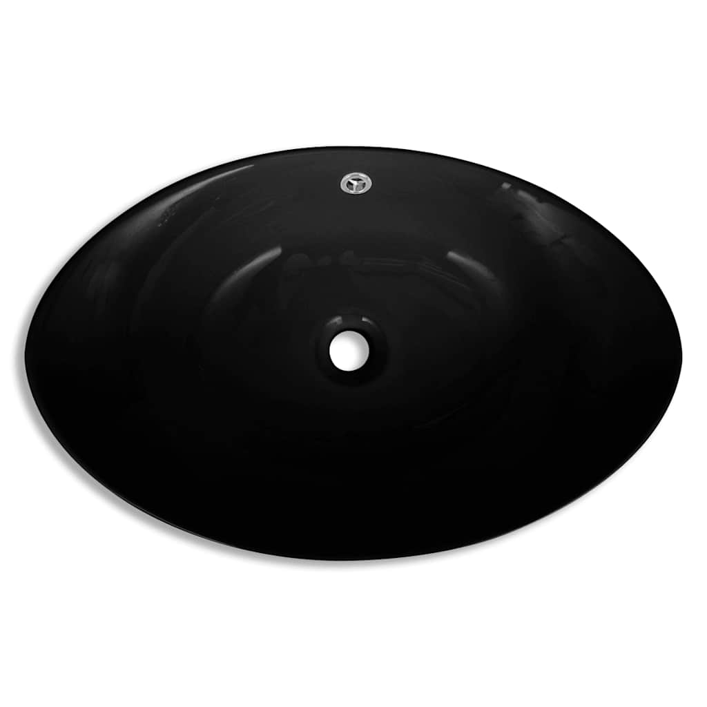 Black Luxury Ceramic Basin Oval with Overflow 59 x 38,5 cm 4
