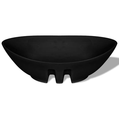 Black Luxury Ceramic Basin Oval with Overflow 59 x 38,5 cm 6