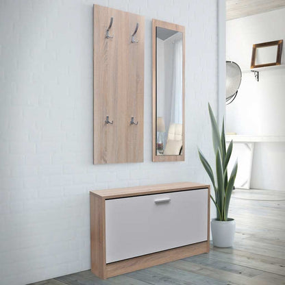 3-in-1 Shoe Cabinet Set Engineered Wood Oak