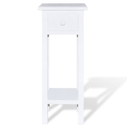 vidaXL Side Table with Drawer White 3
