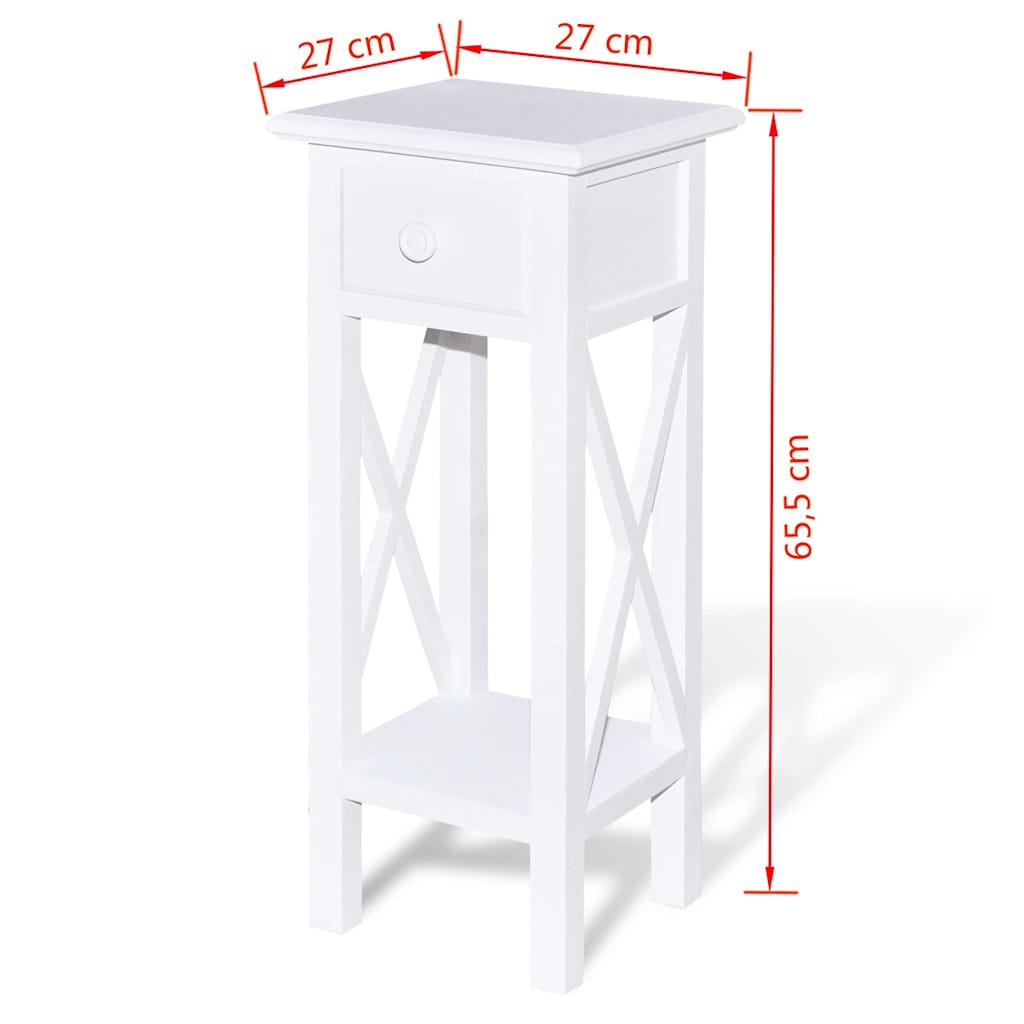vidaXL Side Table with Drawer White 6