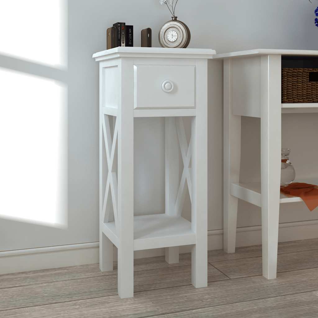 vidaXL Side Table with Drawer White 1