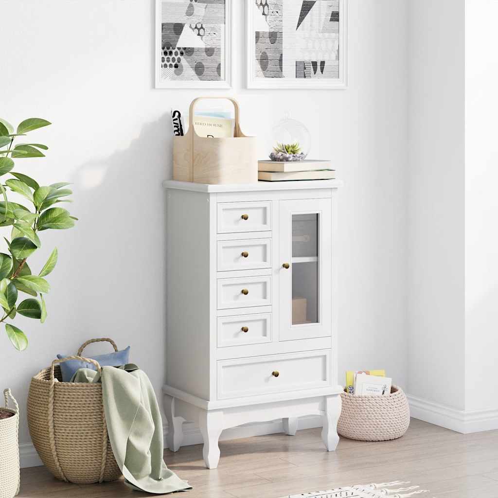 vidaXL Cabinet with 5 Drawers 2 Shelves White 3