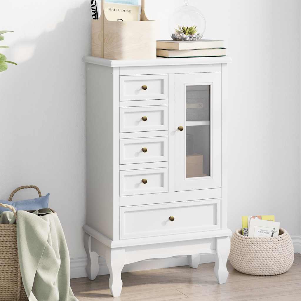 vidaXL Cabinet with 5 Drawers 2 Shelves White 1