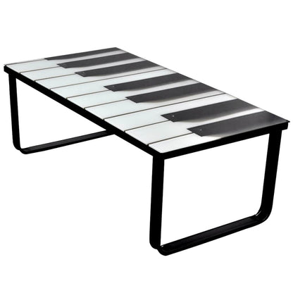 vidaXL Coffee Table | Black and White | Tempered Glass, Iron | Small | Modern 1