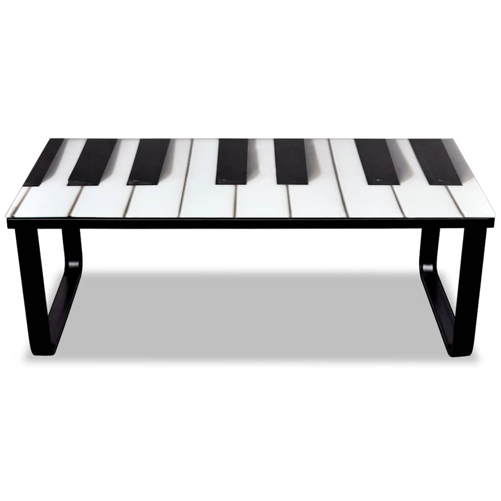 vidaXL Coffee Table | Black and White | Tempered Glass, Iron | Small | Modern 2