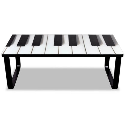 vidaXL Coffee Table | Black and White | Tempered Glass, Iron | Small | Modern 2