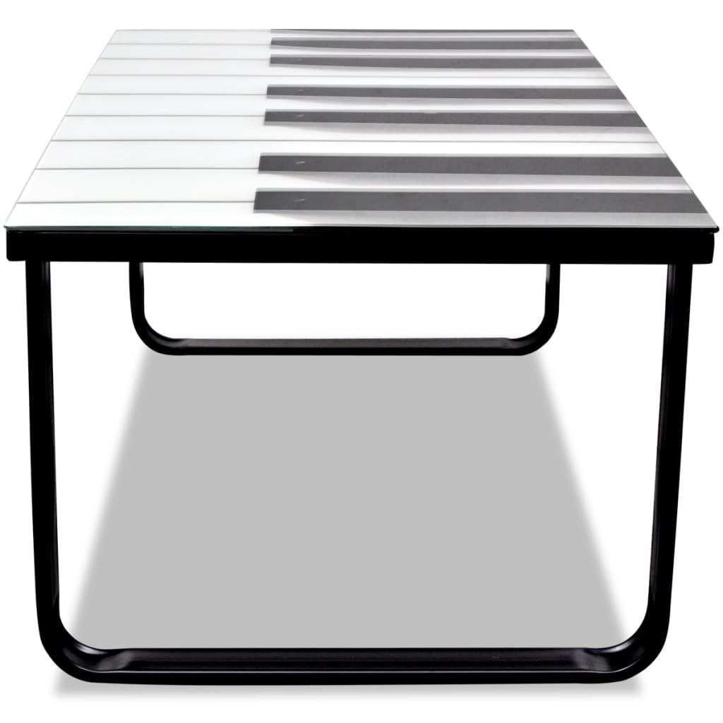 vidaXL Coffee Table | Black and White | Tempered Glass, Iron | Small | Modern 3