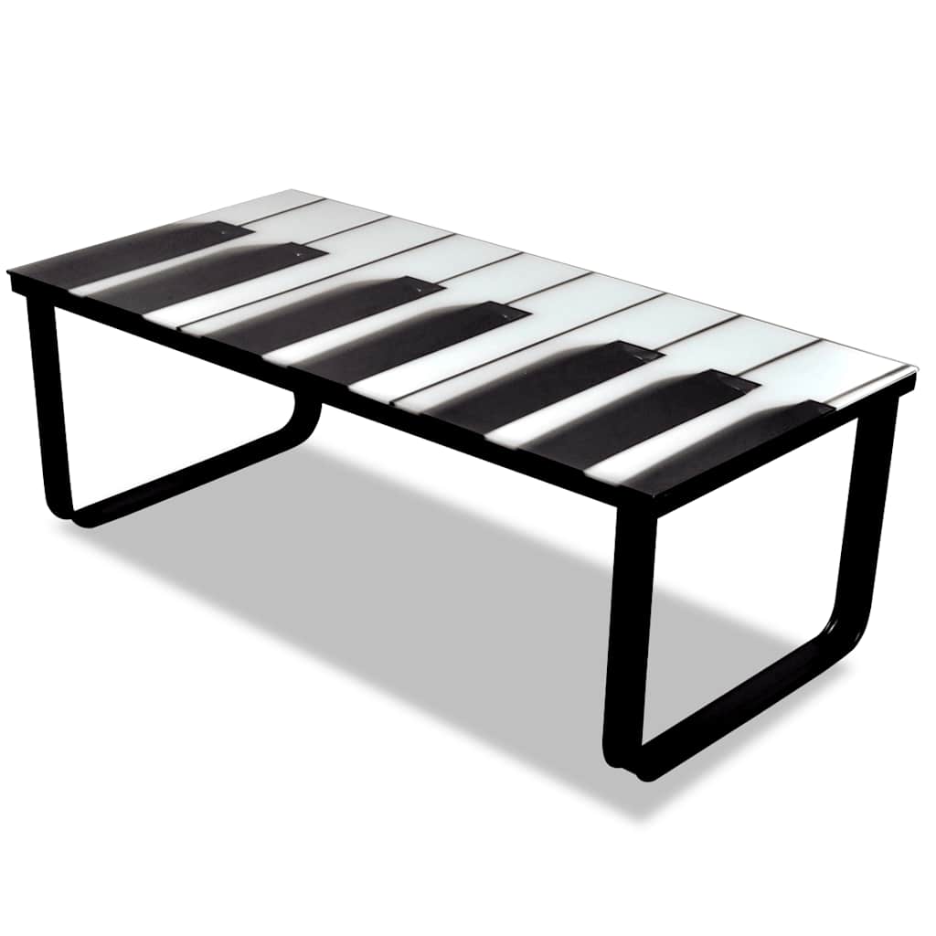 vidaXL Coffee Table | Black and White | Tempered Glass, Iron | Small | Modern 4