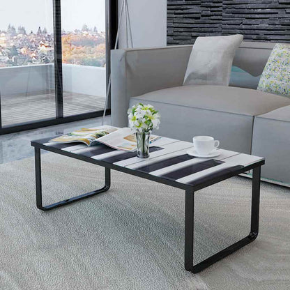 vidaXL Coffee Table | Black and White | Tempered Glass, Iron | Small | Modern 6