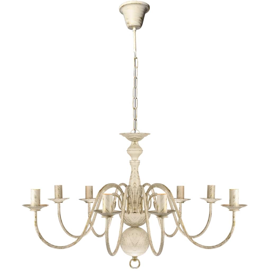 241383 Antique White Metal Chandelier 8 x E14 Bulbs 2